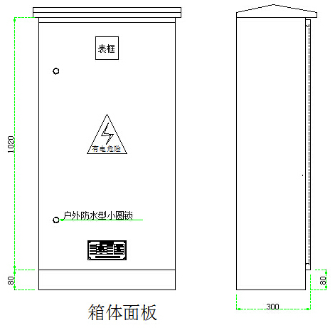 充电桩防雷配电箱 箱体面板示意图