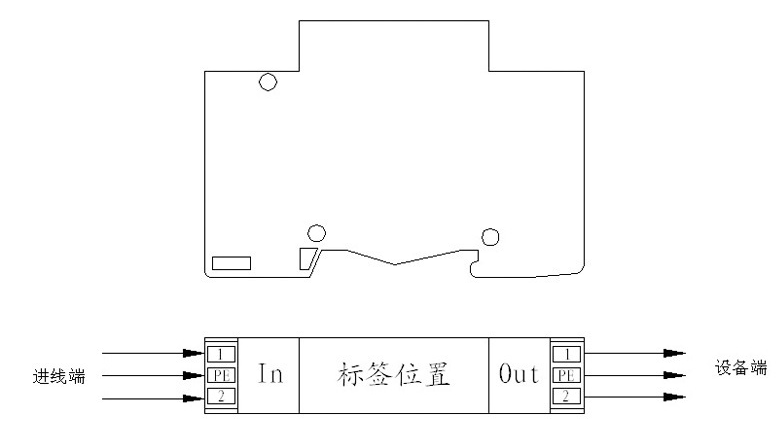 视频电源防雷模块 HD-GVD尺寸接线图